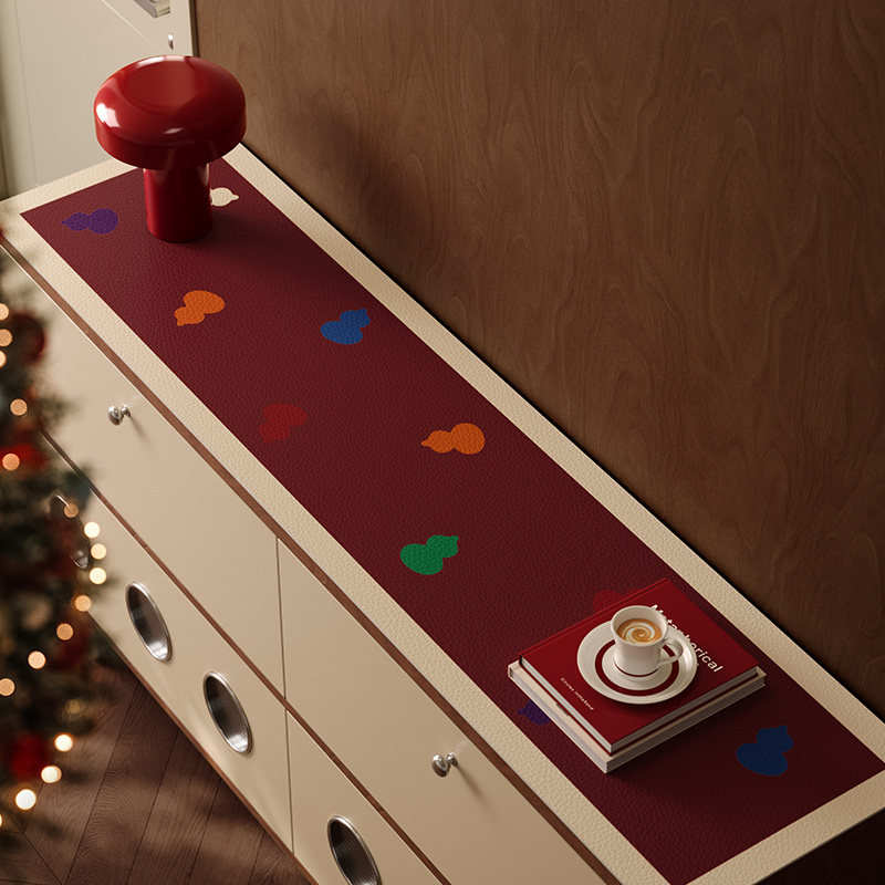 福禄贺禧2026高级感餐边柜垫红色电视柜垫喜庆鞋柜皮革桌布保护垫,居家布艺,桌布,淘宝优惠券,粉丝福利购,淘宝优惠卷