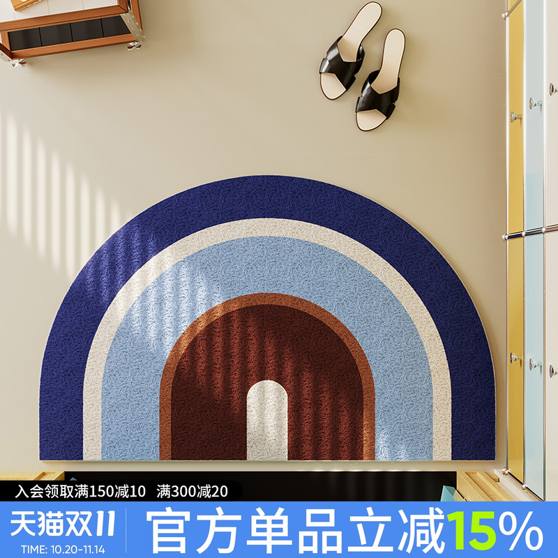 异型半圆入户门撞色pvc丝圈地垫