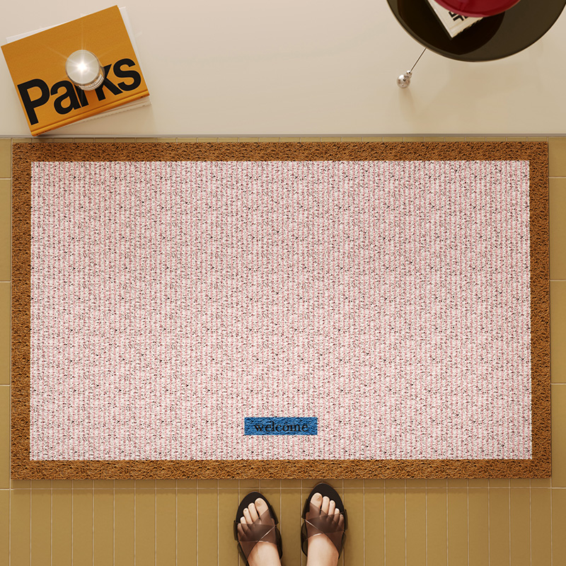 三分彩窗现代高级纯色入户门门口可裁剪耐脏丝圈地垫玄关进门地毯