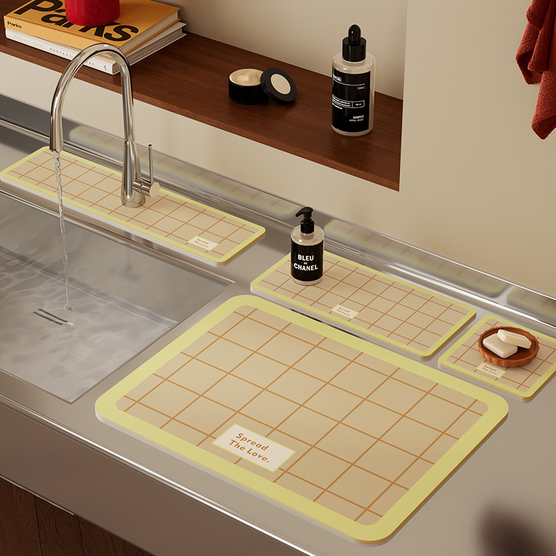 窗格记事咖啡机吸水垫厨房卫生间洗手池台面沥水垫软硅藻泥可定制