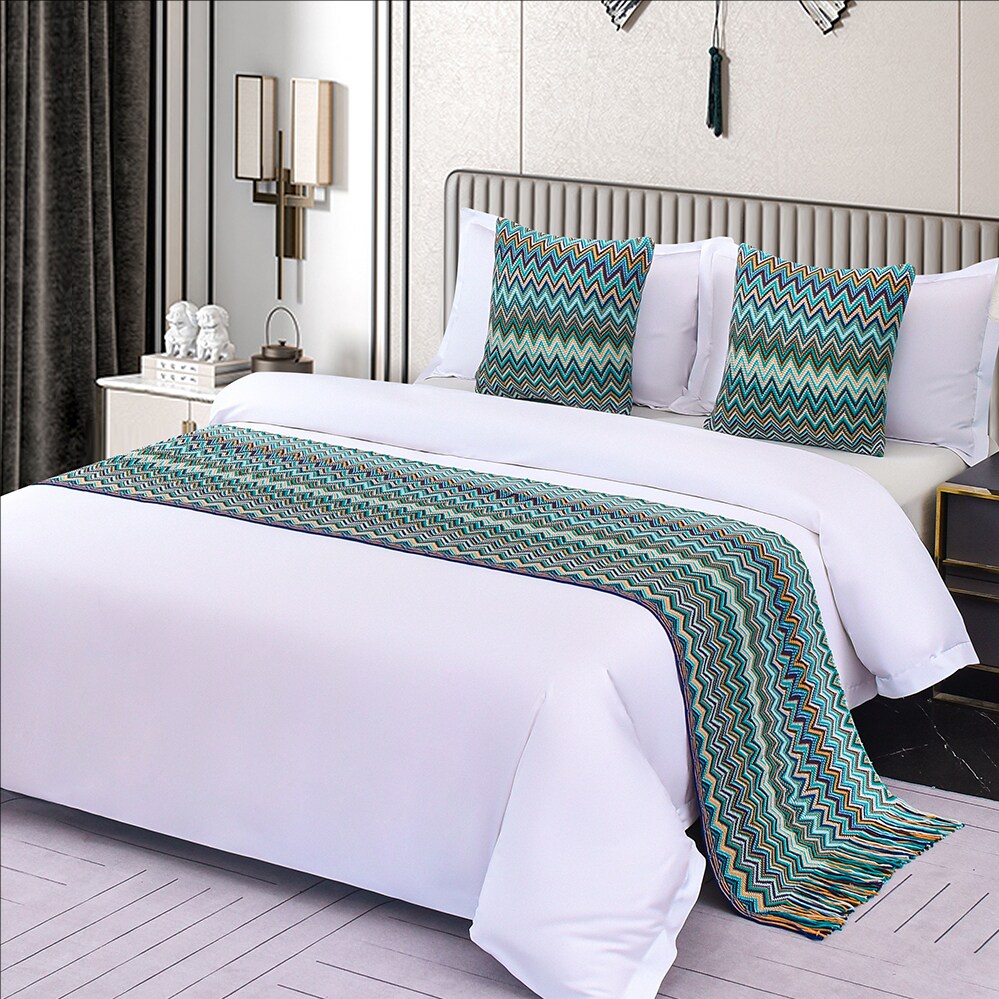 波西米亚酒店床旗简约轻奢民宿宾馆床尾巾纯色床上用品床尾毯床盖,床上用品,床盖,淘宝优惠券,粉丝福利购,淘宝优惠卷