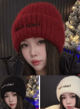 惠潮帽业C19含绵羊毛女韩版冷帽时尚针织帽加厚保暖针织帽子秋冬