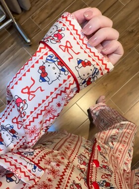 发财宅女hellokitty冰丝高级感超好看女士睡衣2025新款红色可外穿
