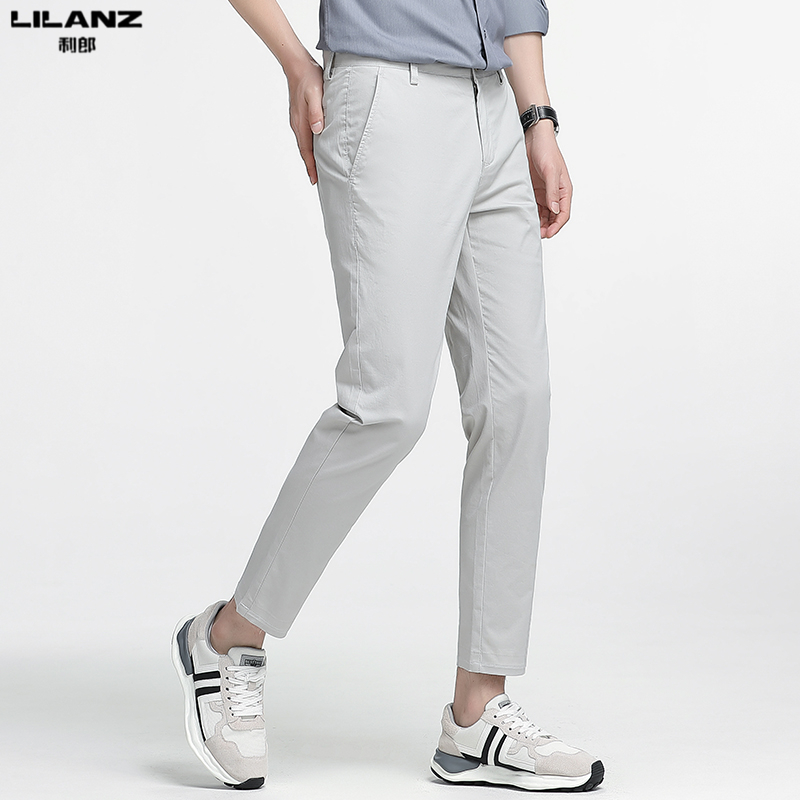 利郎男裝夏季九分褲冰絲西褲