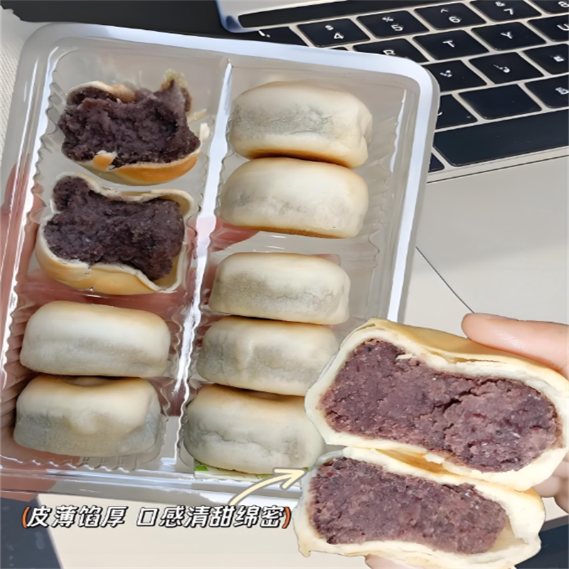 薄皮绿豆饼红豆饼低脂低糖糕点早餐老式茶点休闲零食新鲜低卡零食