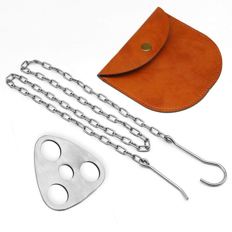 便携式户外吊锅架三角脚支架吊架露野营用品篝火不锈钢三脚置物架