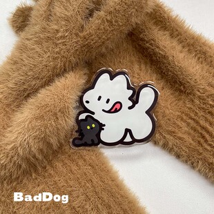 白的狗BadDog原创可爱小狗气囊磁吸配件滴胶支架手机壳magsafe