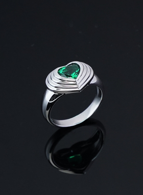 斑sama925银原创设计水波纹爱心形甜美辣妹时尚潮酷风格戒指