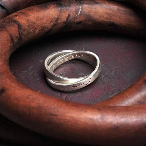 道家_乾坤圈_双环戒指九字真言指环北斗七星阵复古中国风食指戒子