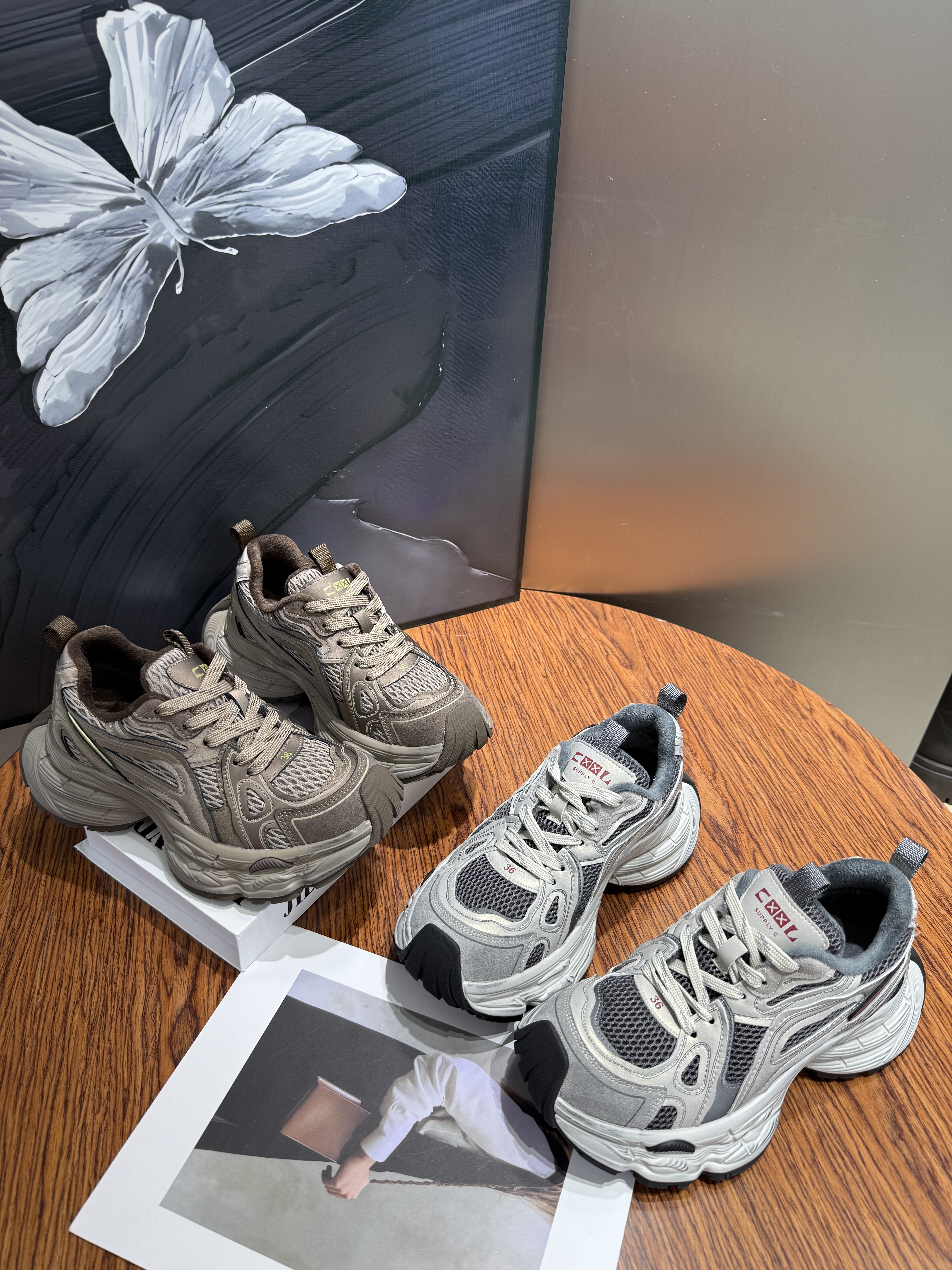 芭慕秀厚底老爹鞋女2025秋冬新款百搭显脚小复古加绒休闲运动鞋潮