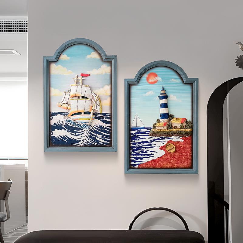 地中海风覆古立体浮雕挂画 画有框画 画客厅沙发背景墙面装饰壁饰图片