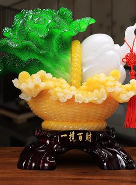 新款创意一揽百财白菜树脂摆件家居公司商务送礼工艺礼品乔迁开业