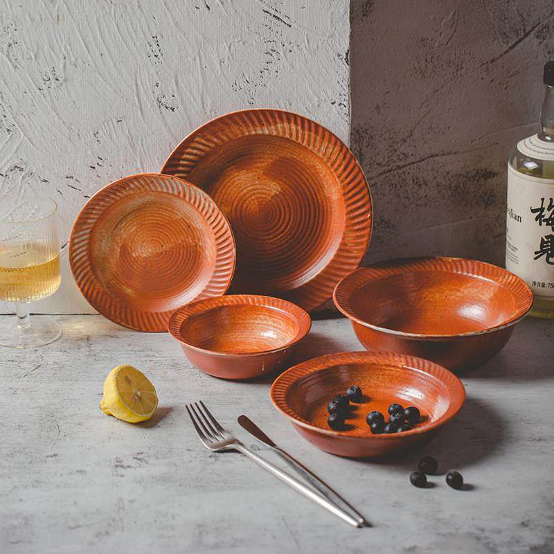 莳绘金缮麦穗系列碗盘餐具组合日式粗陶复古碗碟套装家用面碗汤盘,餐饮具,碗,淘宝优惠券,粉丝福利购,淘宝优惠卷