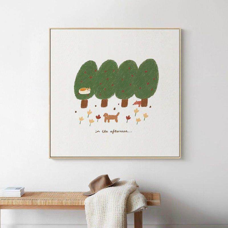 ins风小清新萌宠森林天空小狗挂画儿童房装饰画家居墙画软装壁画,家居饰品,现代装饰画,淘宝优惠券,粉丝福利购,淘宝优惠卷