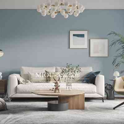 灰蓝色客厅背景壁布现代雾霾蓝无缝墙布复式全屋卧室定高3.2米