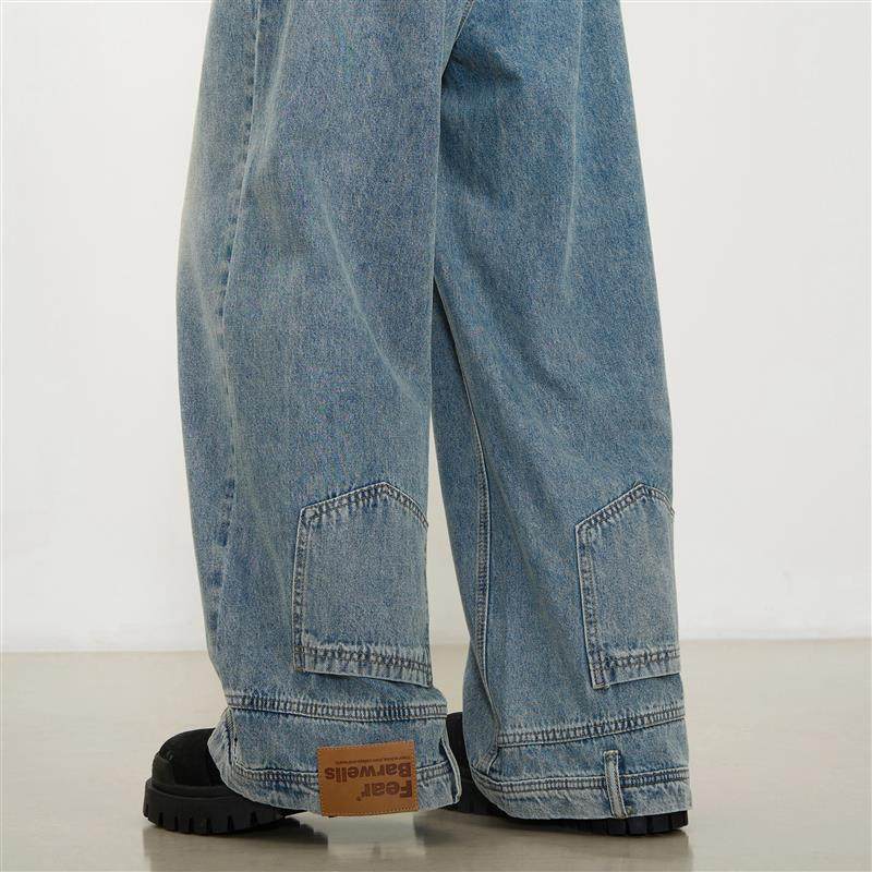 KISKO【你裤子穿反了】美式阔腿水洗倒装牛仔裤直筒设计反穿裤子
