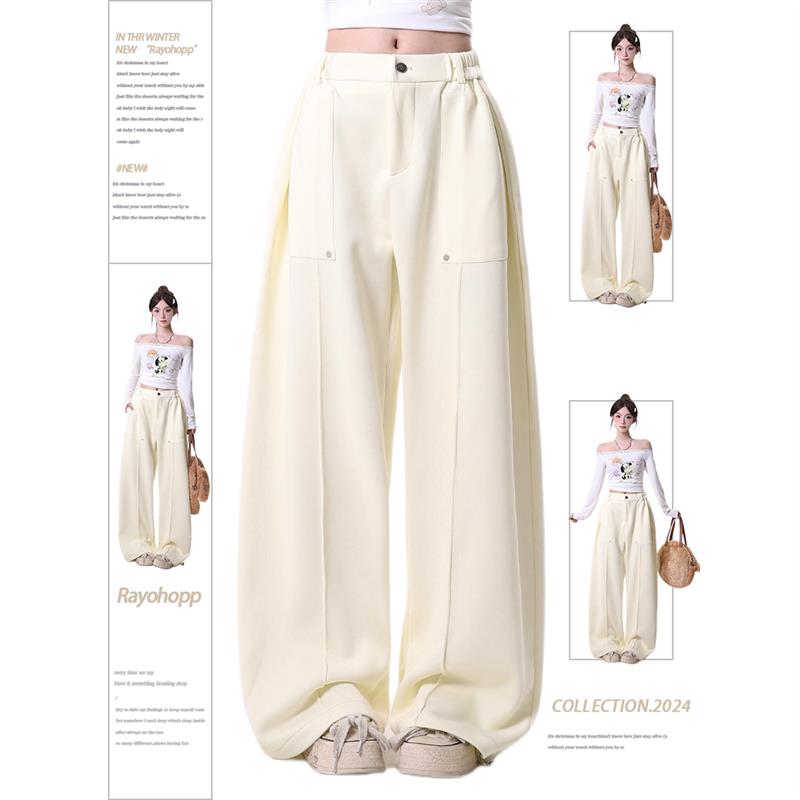 Rayohopp运动卫裤女冬季加绒加厚垂感宽松立体口袋设计慵懒直筒裤