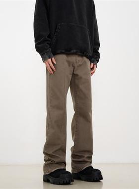 KISKO美式高街垂感cleanfit微喇牛仔裤男小众直筒显瘦美拉德裤子