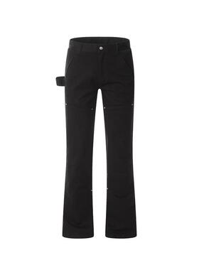 KISKO美式复古vibe裤子ins潮微喇叭黑色裤子高街背后拉链牛仔裤男