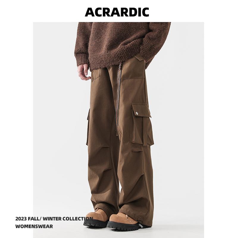 ACRARDIC【送挂件】秋冬款设计感褶皱休闲裤男女复古阔腿工装裤子