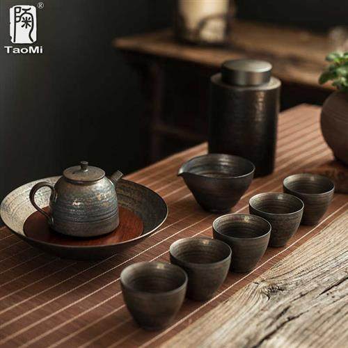 陶迷手工薄胎鎏金茶杯铁釉家用陶瓷功夫品茗杯大容量中式茶盏建盏