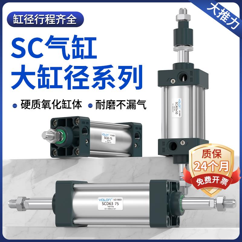 SC标准气缸大推力200加长行程杆160压机豆干 干方形125双出轴J大