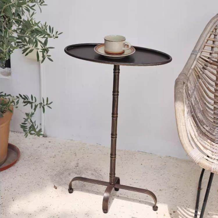 创意圆桌边几角几中古覆古金属设计艺术椭圆狭窄空间适用小巧小型