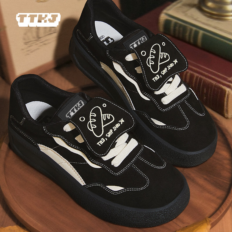 TTKJ毛毛德训鞋女冬季新款复古拼色翻盖厚底休闲运动加绒黑色鞋子,女鞋,德训鞋,淘宝优惠券,粉丝福利购,淘宝优惠卷