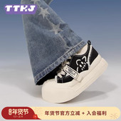 子休闲运动帆布板鞋 TTKJ厚底鞋 新款 巨好看大头增高鞋 女鞋 2026春季