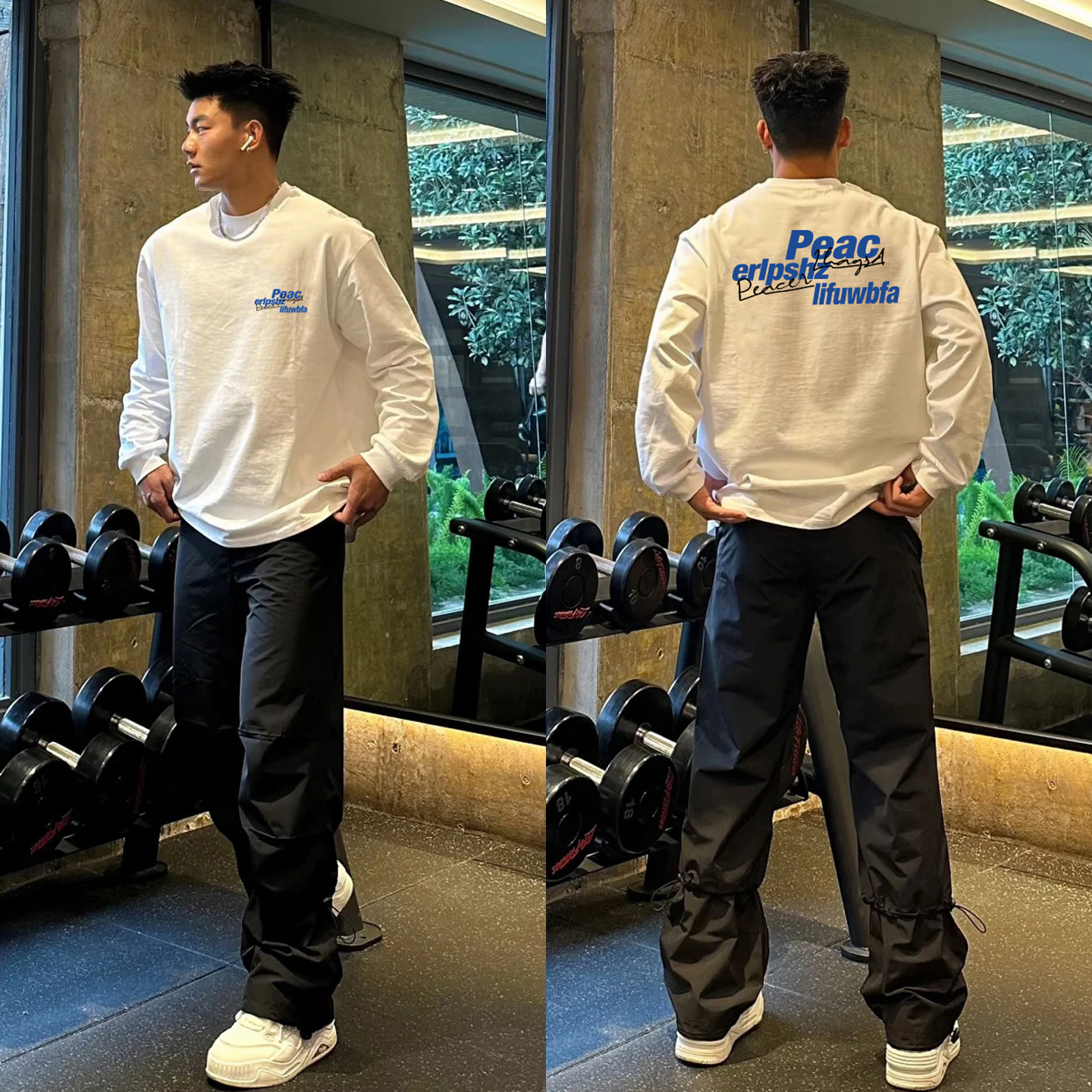 ins国潮牌原创字母印花T恤男秋季