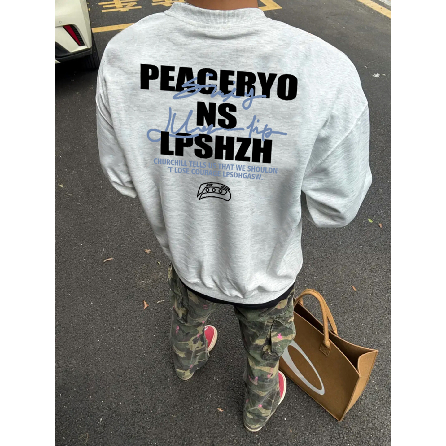 秋季新款重磅380g无帽圆领卫衣男