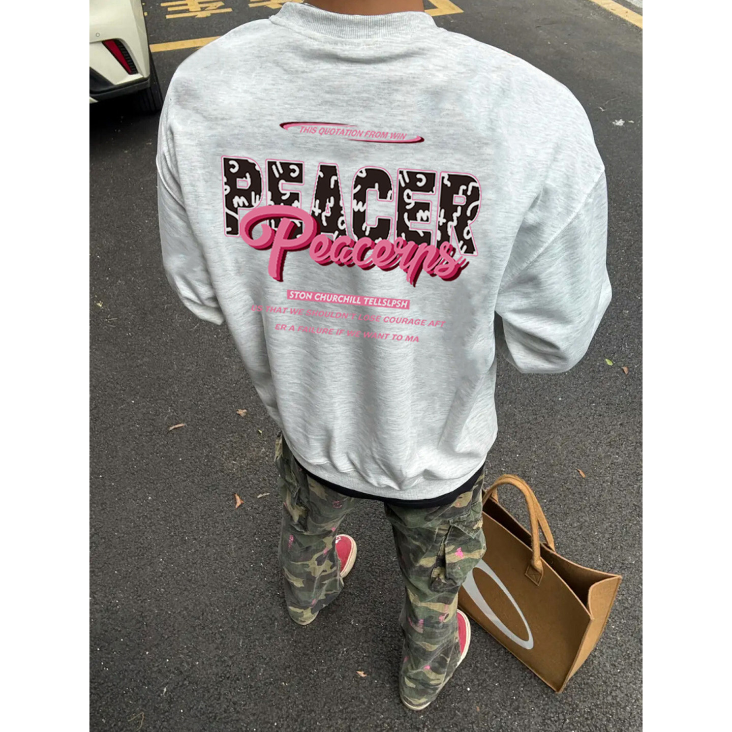 380g美式高街重磅圆领卫衣男秋季