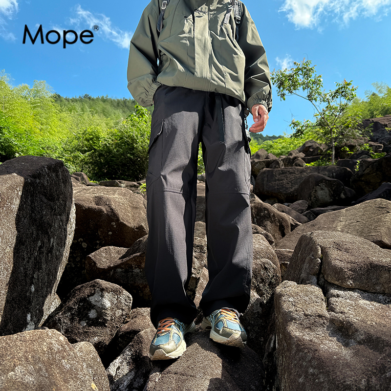MOPE户外运动休闲裤男款宽松直筒阔腿长裤子潮牌百搭工装裤