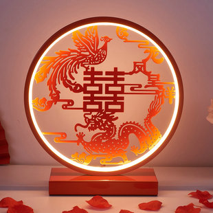 婚庆结婚台灯婚房床头灯新娘新人陪嫁灯送新人礼物新婚红色长明灯