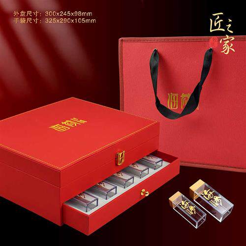 新款海参包装盒高档礼品盒红色20支装大拼小瓶装双层抽屉皮盒包邮