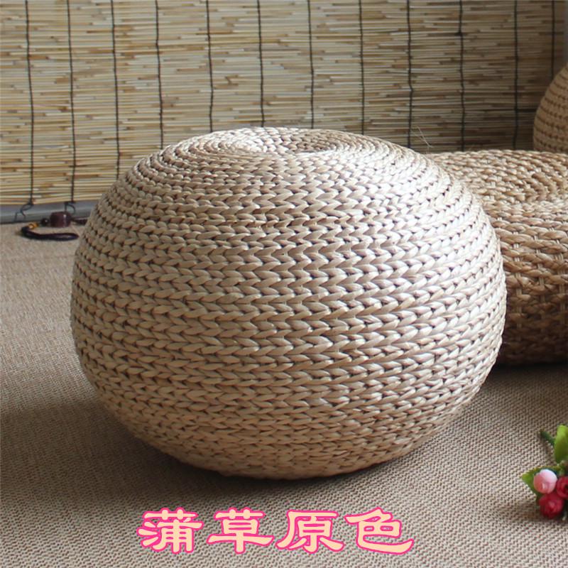藤编手工坐墩邮凳子球形日式蒲墩草编客厅蒲团包R加高编织圆形天
