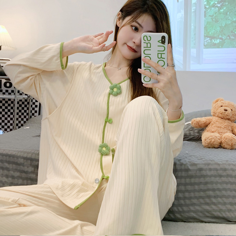 月子服春秋季纯棉加厚p哺乳喂奶产后睡衣大码孕妇套装秋冬长袖薄