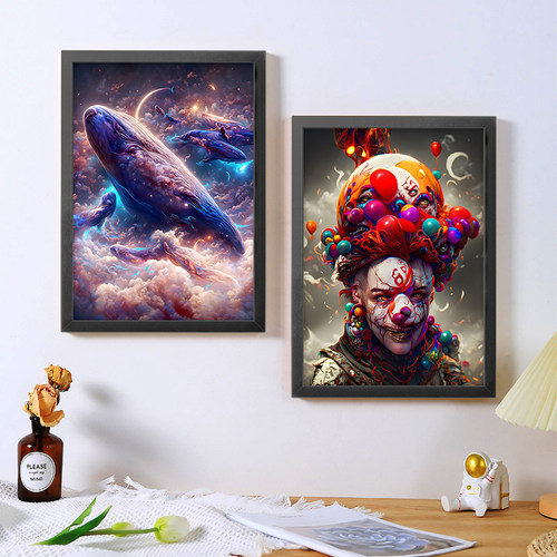 a4纹身海报框画装饰画暗黑风魔幻色彩主义刺青手稿客厅玄关墙壁画