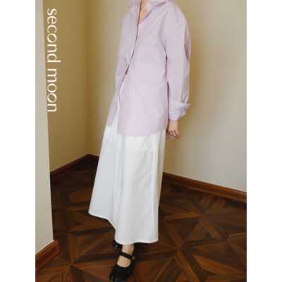 SecondMoon韩国进口经典宽松中性廓形显瘦慵懒风衬衫两色通勤纯色