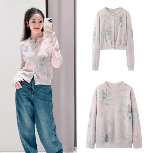 轻奢百搭圆领显瘦针织开衫女