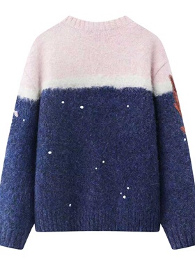 DN高端定制甜美风卡通刺绣针织开衫女2025冬季长袖毛衣