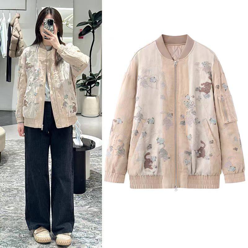 DN高端定制休闲风刺绣棒球服短外套女宽松拉链夹克轻薄外套,女装/女士精品,短外套,淘宝优惠券,粉丝福利购,淘宝优惠卷