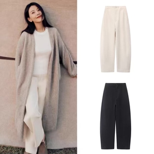 DN高端定制2025冬季新款副高圆圆同款时尚极简高腰显瘦阔腿裤女