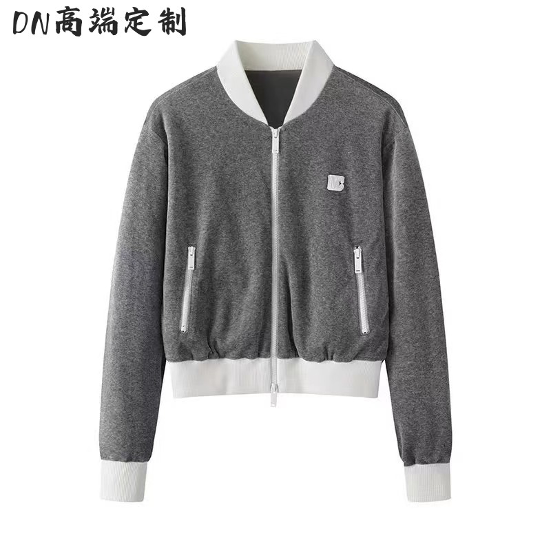 字母刺绣纯色棒球服外套女