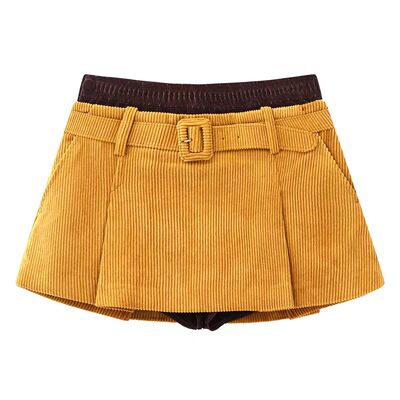 灯芯绒半身裙女短裙腰带A字裙