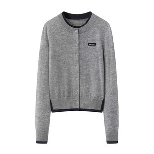 DN高端定制2025新款休闲风圆领假两件针织开衫女宽松百搭显瘦毛衣