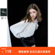 ibudu2025春季 圆领设计感上衣衬衣女 宽松长袖 新款 莱赛尔衬衫