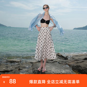 半身裙松紧高腰A字裙复古长裙法式 ibudu2025夏季 新款 女