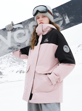 三彩2024冬季新款极寒鹅绒两件套滑雪冲锋衣工装三防时尚羽绒服女