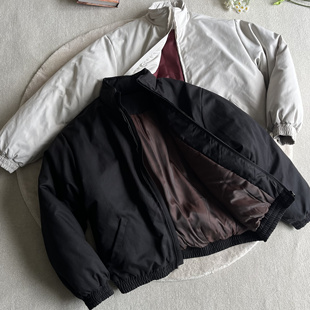 棉衣男极简通勤休闲老钱风加厚保暖外套冬 基础款 美式 复古立领短款